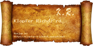 Klopfer Richárd névjegykártya