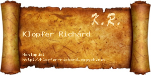 Klopfer Richárd névjegykártya